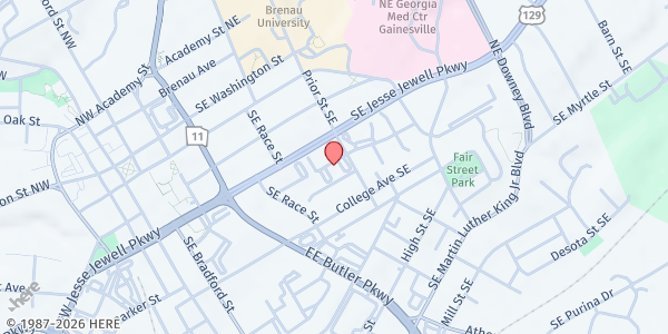 Map showing Gainesville-Hall County Senior Life Center at 434 Prior St. SE, Gainesville, GA