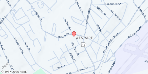 Map showing Hispanic Alliance Georgia - Gainesville at 2490 Hilton Dr., Gainesville, GA