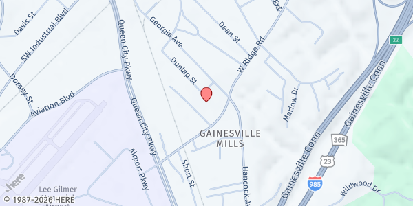 Map showing Montgomery Memorial Baptist Church - Mobile Pantry at 1210 West Ridge Road, Gainesville, GA