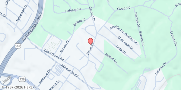 Map showing New Gainesville SDA Church at 1813 Floyd Road, Gainesville, GA