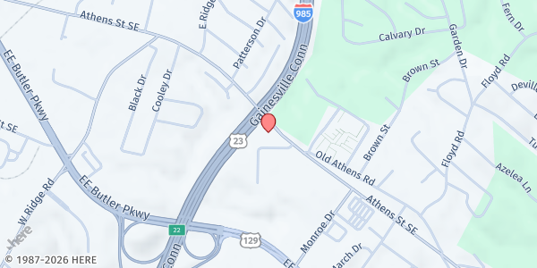 Map showing NGPG Mobile Food Pantry at 1292 Athens St, Gainesville, GA