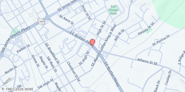 Map showing St. John Baptist Church - Sunshine Seniors Distribution at St. John Baptist Church, Gainesville, GA