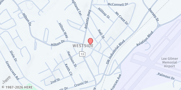 Map showing The John Paul II Training Center For The New Evang at 13 Mimosa Street, Gainesville, GA