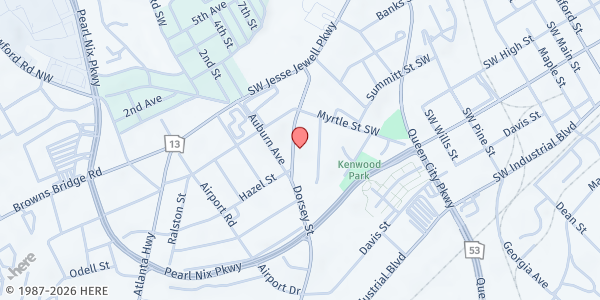 Map showing The Salvation Army - Gainesville at 681 Dorsey St., Gainesville, GA