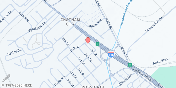 Map showing Redeem Fellowship International at 206 Oak Street, Garden City, GA