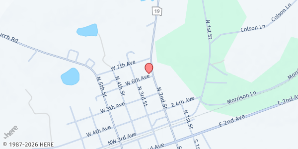 Map showing Glenwood Grove Missionary Baptist Church at 71 N. 2nd St., Glenwood, GA