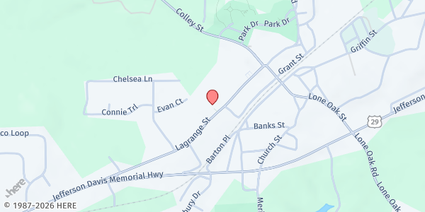 Map showing Grantville Senior Center at 123 Lagrange St., Grantville, GA