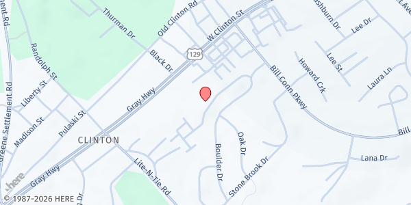 Map showing Jones County Senior Center at 126 Senior Center Way, Gray, GA