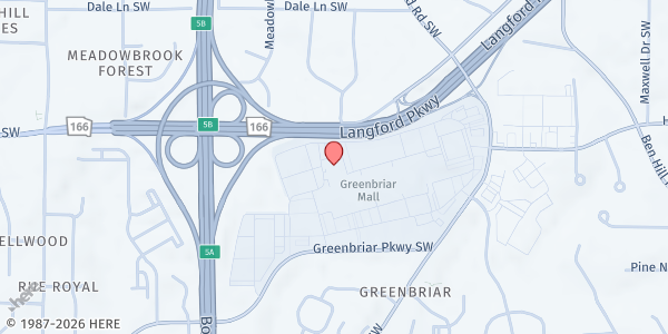 Map showing SUT X ECO GREENBRIER MALL at 2841 Greenbriar Parkway Southwest, Greenbriar, GA