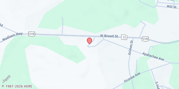 Map showing Greene County Senior Center at 1031 Silver Dr., Greensboro, GA