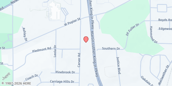 Map showing Carver Road Baptist Church at 334 Carver Rd., Griffin, GA