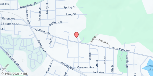 Map showing East Griffin Baptist Church at 999 High Falls Rd, Griffin, GA