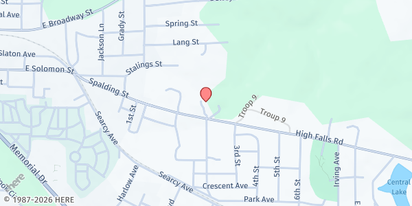 Map showing East Griffin Baptist Church at 999 High Falls Rd., Griffin, GA