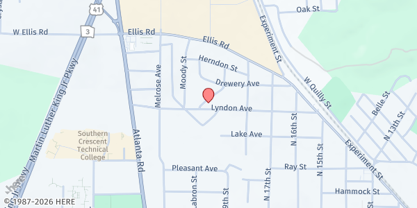 Map showing New Birth Fellowship of Praise - Feed My Sheep at 1315 Lyndon Ave., Griffin, GA