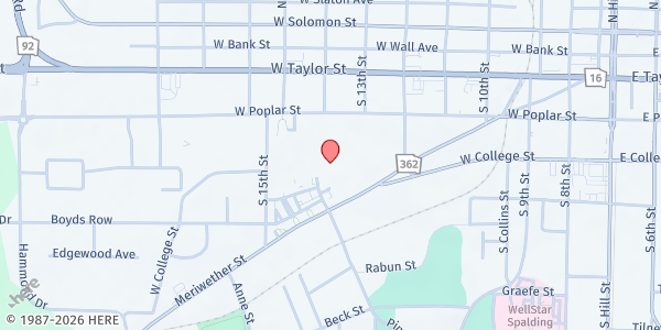 Map showing Salvation Army-Griffin at 725 Meriwether St, Griffin, GA