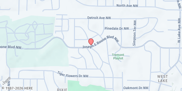 Map showing Angie's Kitchen - Grove Park at 2033 Joseph E. Boone Boulevard Northwest, Grove Park, GA