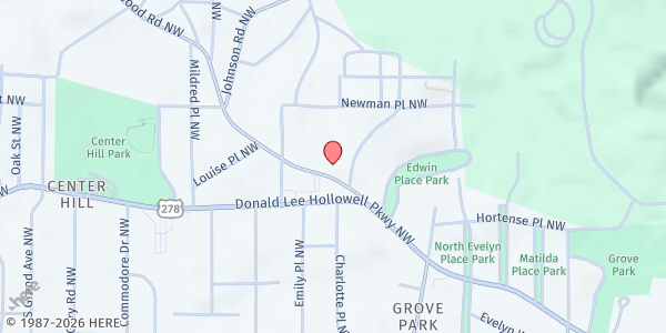 Map showing Fountain of Hope, Inc. - Main Location at 829 Hollywood Road Northwest, Grove Park, GA