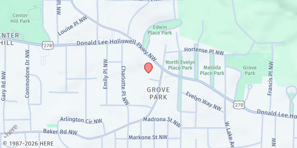 Map showing John Lewis Invictus Academy at 1890 Donald Lee Hollowell Parkway Northwest, Grove Park, GA