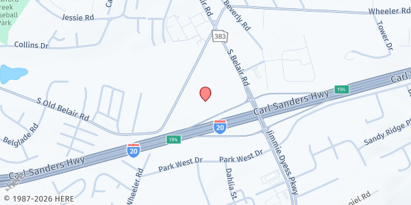 Map showing First Baptist Church Food Pantry - Grovetown at 715 S. Old Belair Road, Grovetown, GA