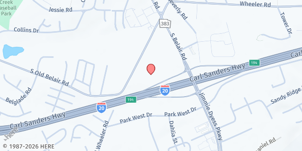 Map showing The Bridge Ministry of the CSRA at 715 S. Old Belair Rd., Grovetown, GA