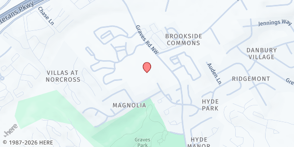 Map showing Graves Elementary at 1700 Graves Road, Gwinnett Village, GA