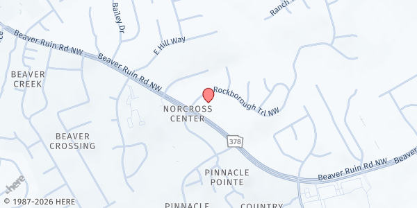Map showing St. Patrick's Catholic Church at 2140 Beaver Ruin Road, Gwinnett Village, GA