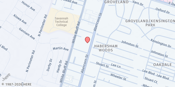 Map showing The Training Camp at 6203 Abercorn Street, Habersham Woods, GA