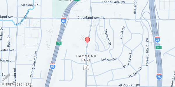Map showing Oak Hill, Child, Family and Adolescent Center at 2806 Metropolitan Parkway Southwest, Hammond Park, GA