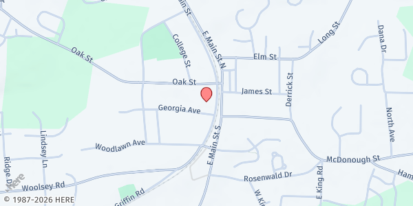 Map showing Hampton UMC - Food Pantry at 10 W Main St, Hampton, GA