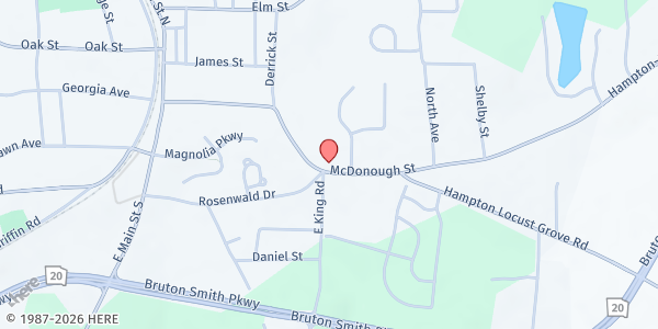 Map showing Southside Haitian COG at 47 McDonough St, Hampton, GA