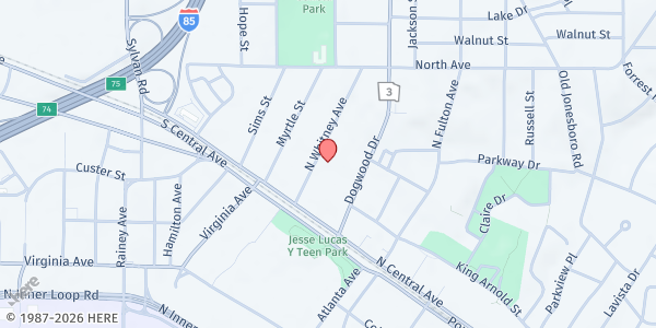 Map showing Mission Agape at 3368 North Whitney Avenue, Hapeville, GA