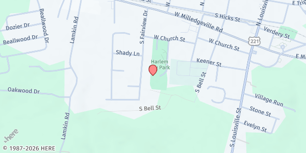 Map showing Fishes and Loaves Food Pantry at 387 W. Church St., Harlem, GA