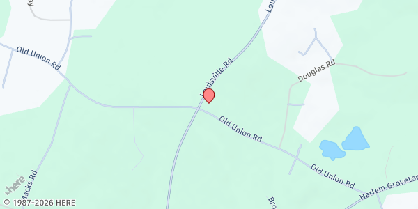 Map showing Old Union Baptist Church at 6095 Old Union Rd., Harlem, GA