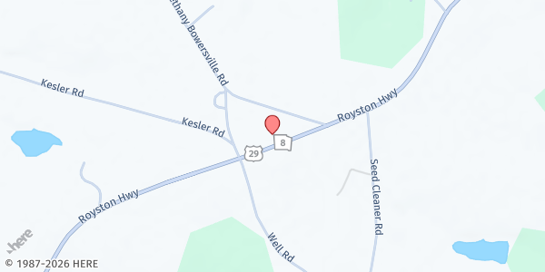 Map showing Christian Worship Assembly, INC at 3874 Royston Highway, Hartwell, GA