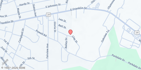 Map showing Hart Community Food Ministry, Inc./ Hart Senior Center at 139 Clay St., Hartwell, GA