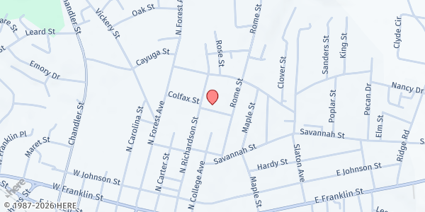 Map showing Hart County Clothes Closet Food Pantry, Inc. at 175 Colfax St., Hartwell, GA