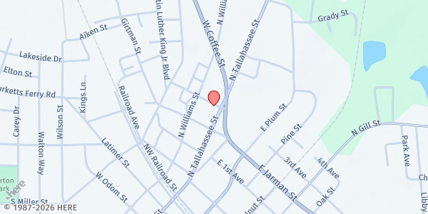 Map showing HELPING HANDS - Hazlehurst at 61 North Tallahassee Street, Hazlehurst, GA
