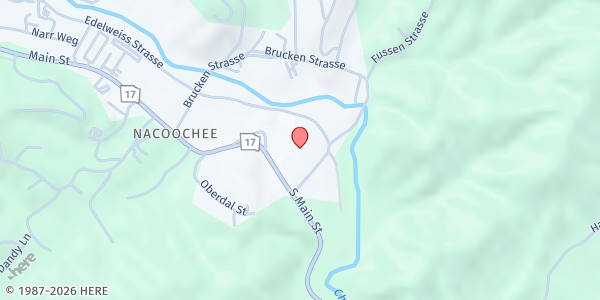 Map showing Helen First Baptist Church at 53 Edelweiss Strasse, Helen, GA