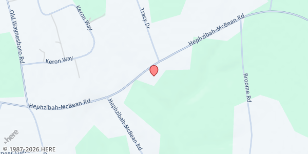 Map showing Miracle Baptist Church at 1308 Hephzibah - McBean Rd., Hephzibah, GA