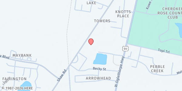 Map showing Mt. Zion Missionary Baptist Church at 1370 Shaw Rd., Hinesville, GA