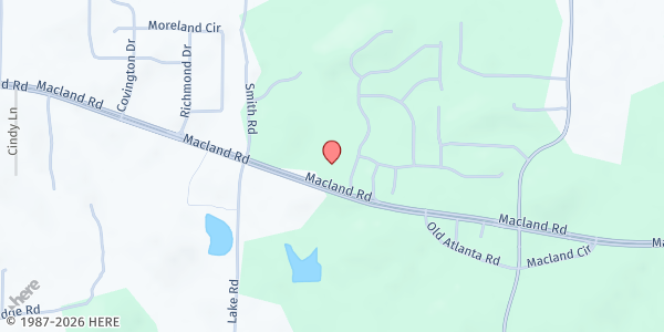 Map showing Mighty Fortress Lutheran Church at 4425 Macland Rd., Hiram, GA