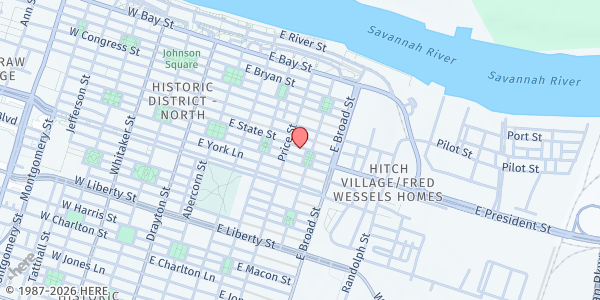 Map showing Second African Baptist Church at 123 Houston Street, Historic District - North, GA