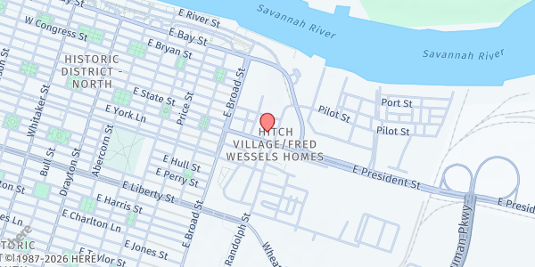 Map showing Inner City Night Shelter at 124 Arnold Street, Hitch Village/Fred Wessels Homes, GA