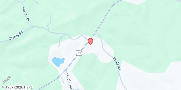 Map showing Charity Baptist Church at 1302 GA-51, Homer, GA