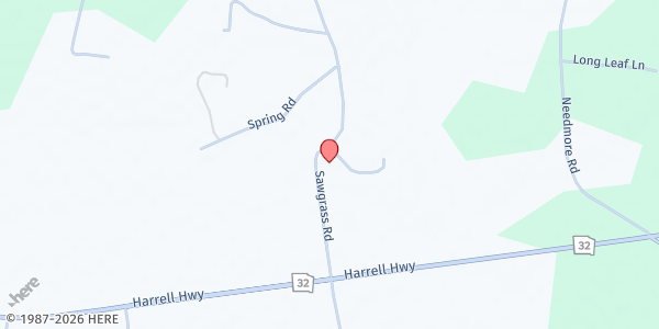 Map showing Hortense Holiness Church at 637 Sawgrass Road, Hortense, GA