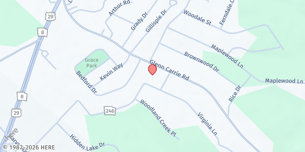 Map showing Joy Baptist Church at 1135 Glenn Carrie Rd., Hull, GA