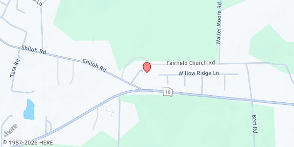 Map showing Rising Star Missionary Baptist Church at 1644 GA-16, Jackson, GA