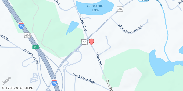 Map showing Towaliga County Line Baptist Church at 153 Short Rd., Jackson, GA