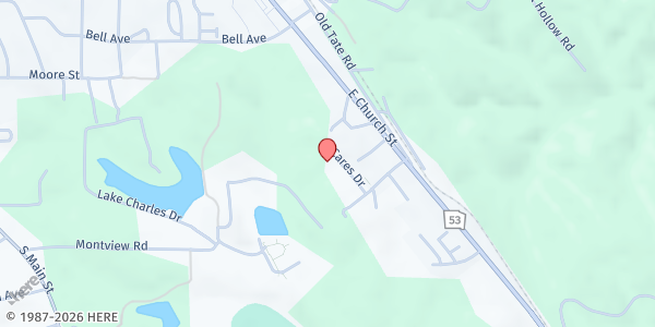 Map showing CARES, Inc. at 89 Cares Dr., Jasper, GA