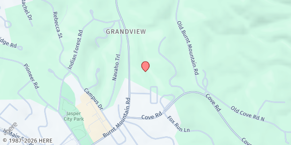 Map showing Jasper SDA Church at 600 Burnt Mountain Rd., Jasper, GA